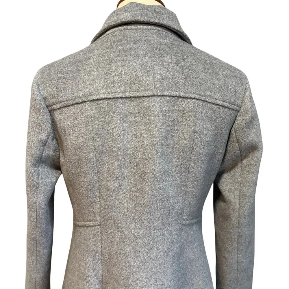 Gray Wool Blend Double Breasted Fit & Flare A-Line Swing Coat, Size S - Picture 4 of 8